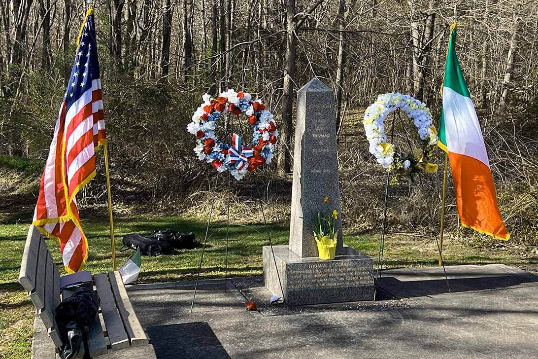 Celtic cross memorial stone at the historic Tom Clarke memorial site
