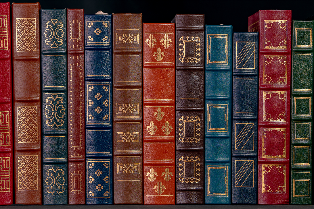 Shelves filled with Irish culture and history books in the East Islip Library collection